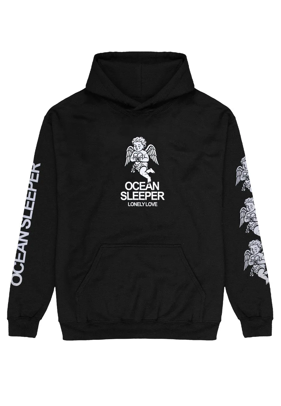 Ocean Sleeper Angel felpa cappuccio nera manica lunga