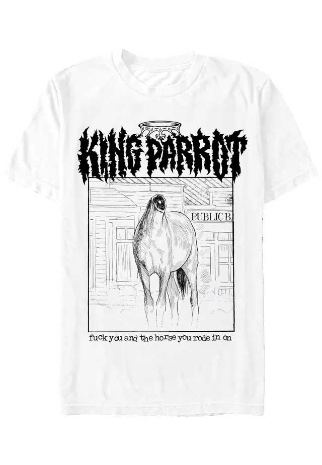 King Parrot Horse T-Shirt bianca maglietta metal