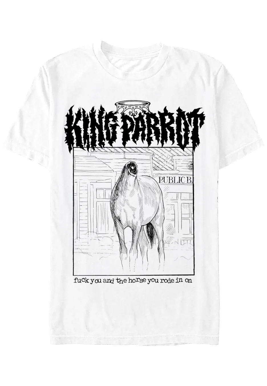 King Parrot Horse T-Shirt bianca maglietta metal