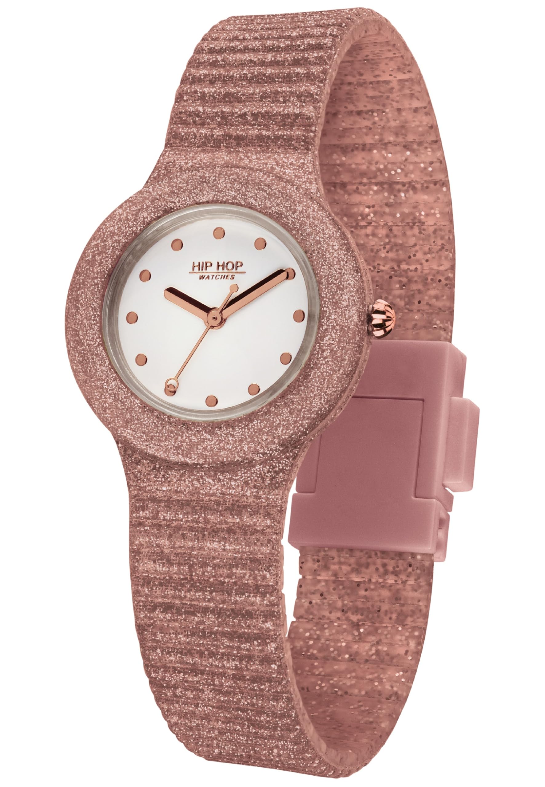 Hip Hop Sparkling Mania Orologio Donna Rose Gold Glitter Resistente Acqua
