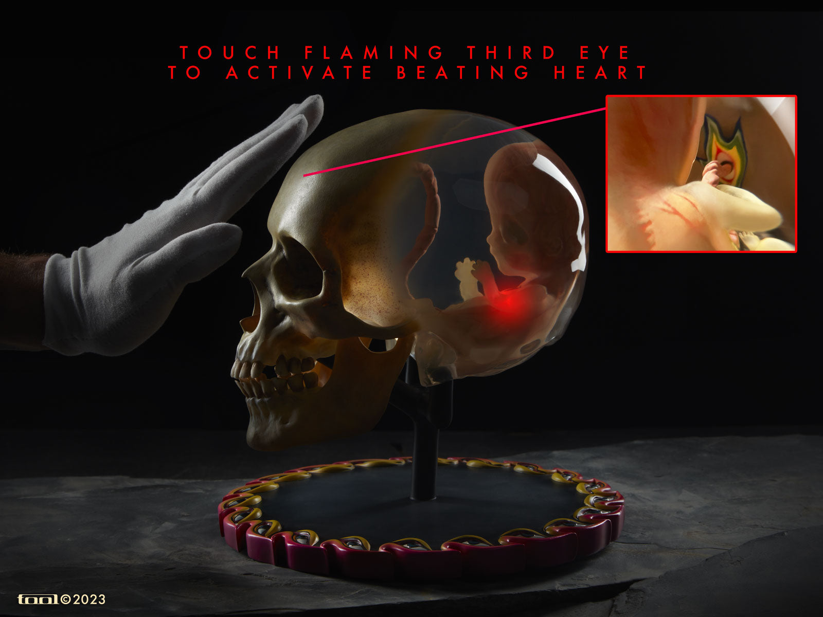 Tool Fetus in Skull scultura polystone 1:1 LED numerata