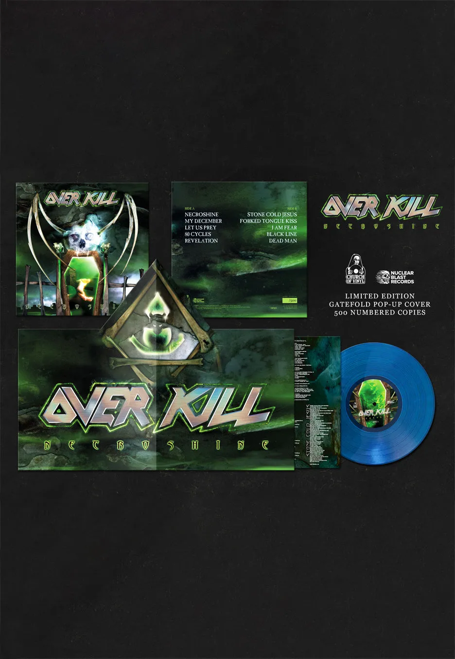 Overkill Necroshine vinile blu LP popup gatefold thrash metal