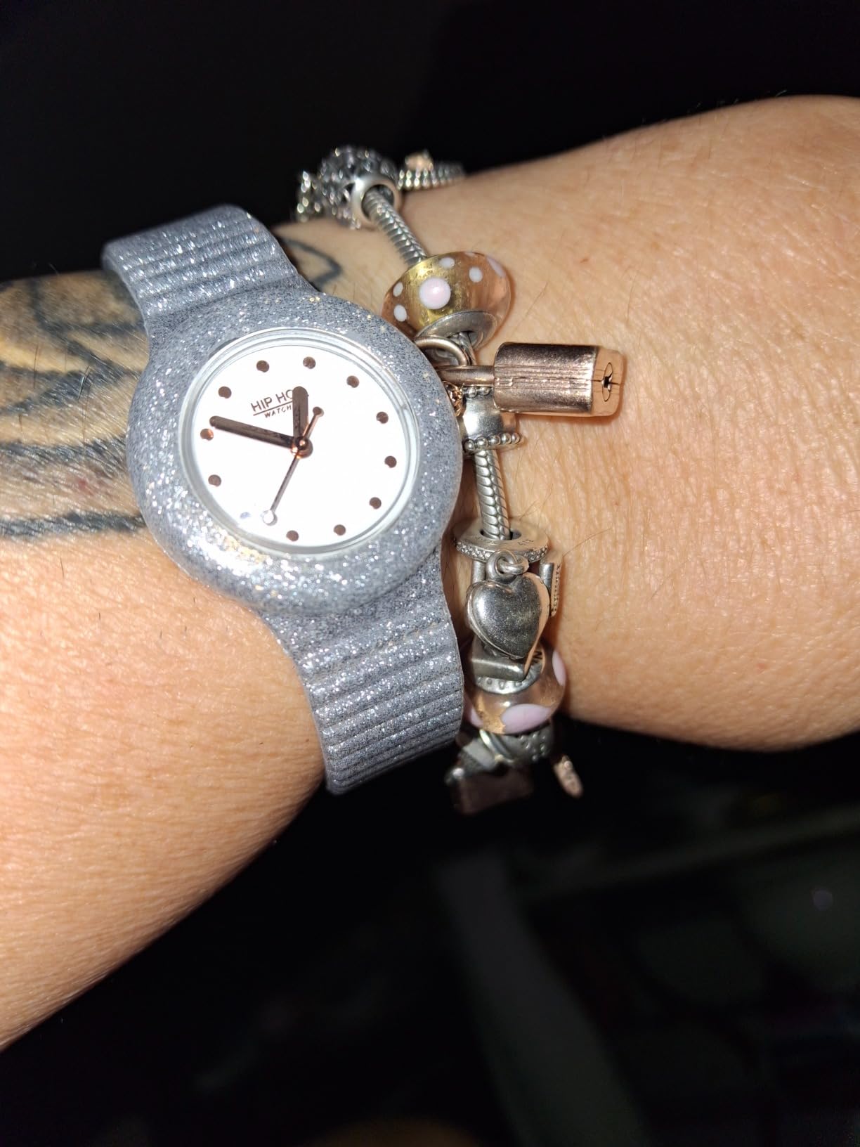 Hip Hop Sparkling Mania Orologio Donna Rose Gold Glitter Resistente Acqua