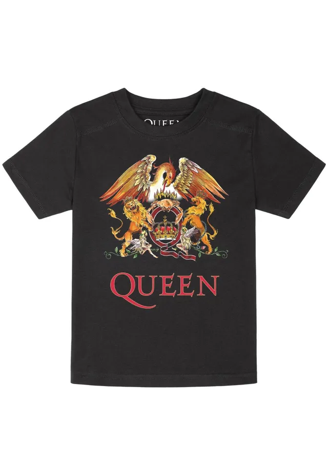 Queen Crest Kids T-Shirt bimbo nera jersey taglie 92-164