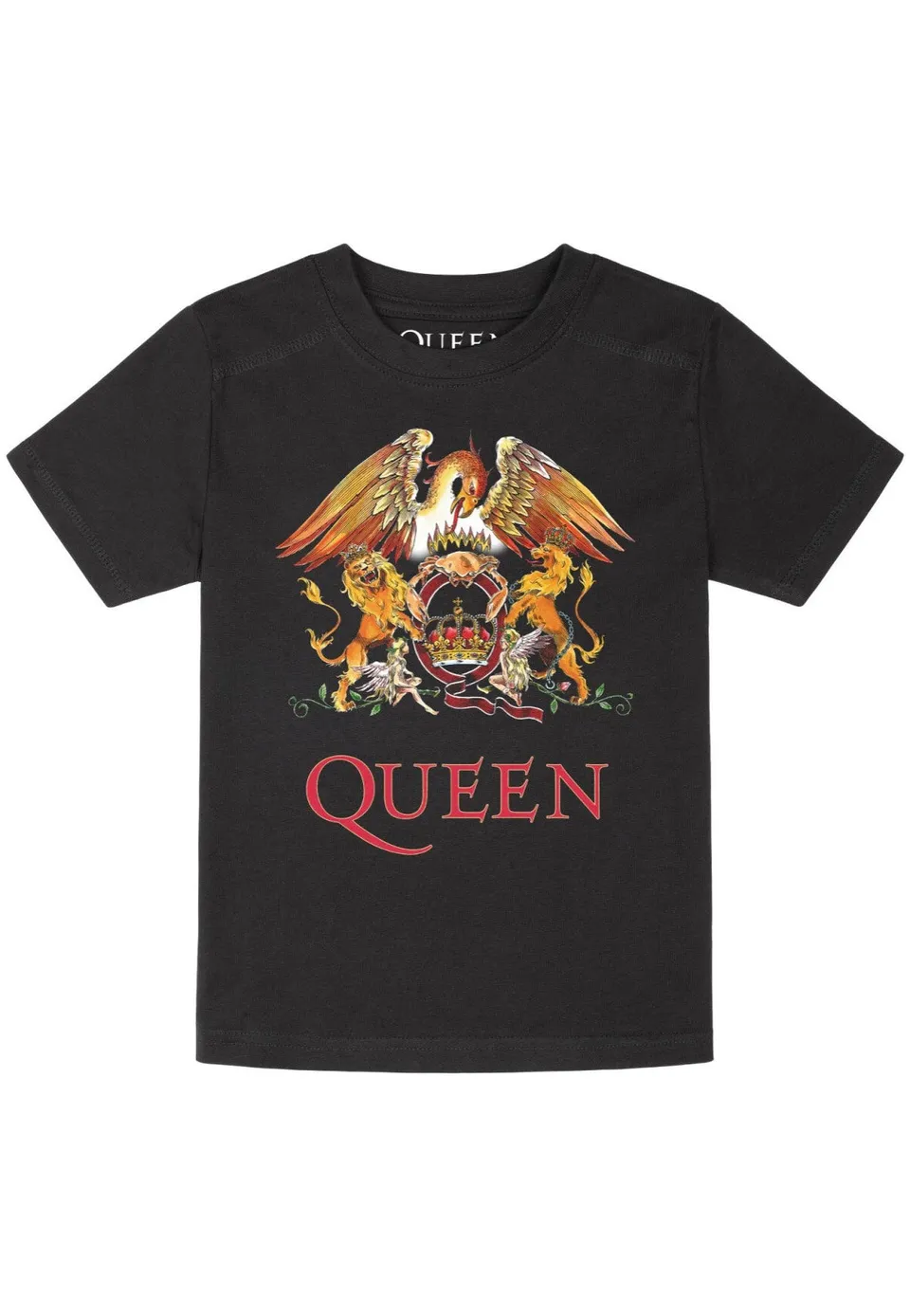 Queen Crest Kids T-Shirt bimbo nera jersey taglie 92-164