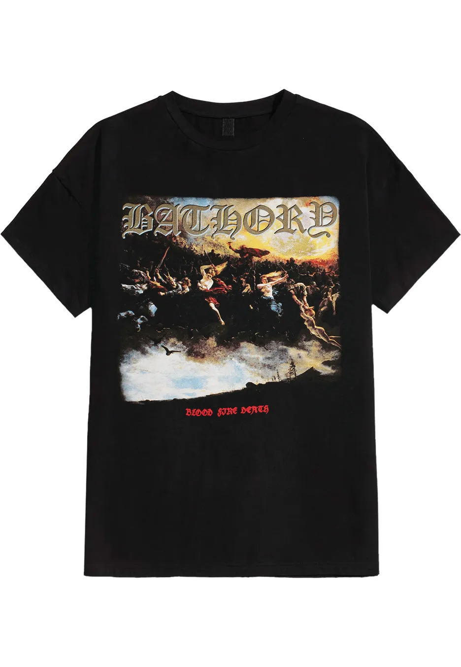 Bathory Blood Fire Death t-shirt nera metal