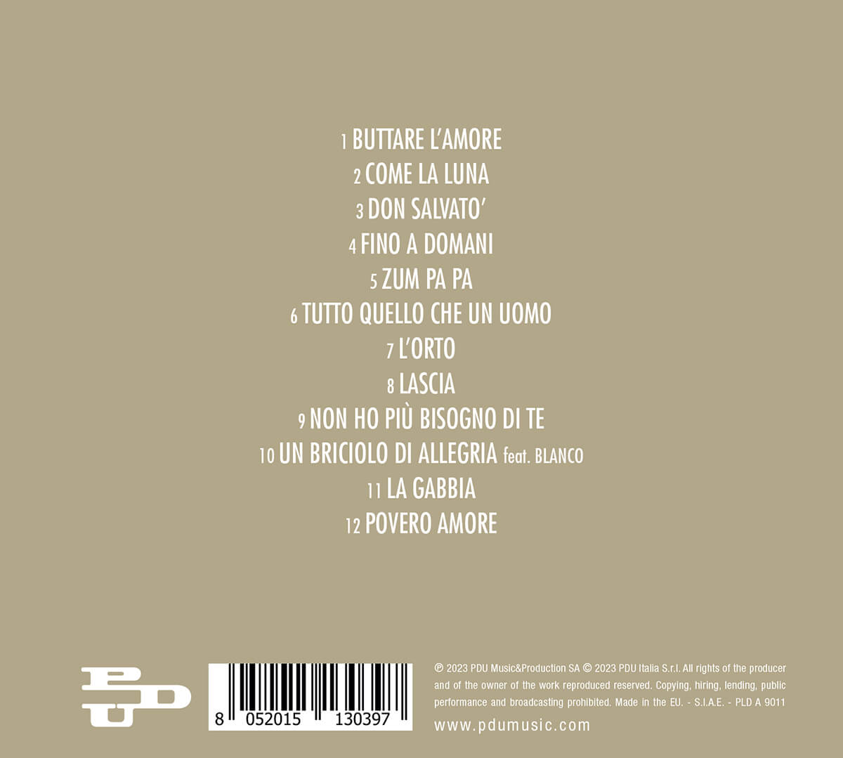 Mina Ti Amo Come Un Pazzo CD duetto Blanco
