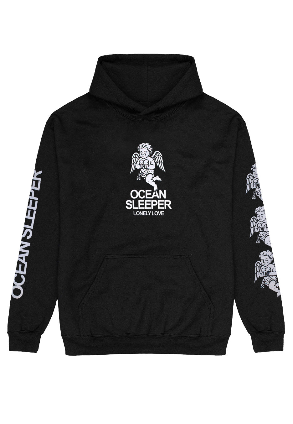 Ocean Sleeper Angel felpa cappuccio nera manica lunga