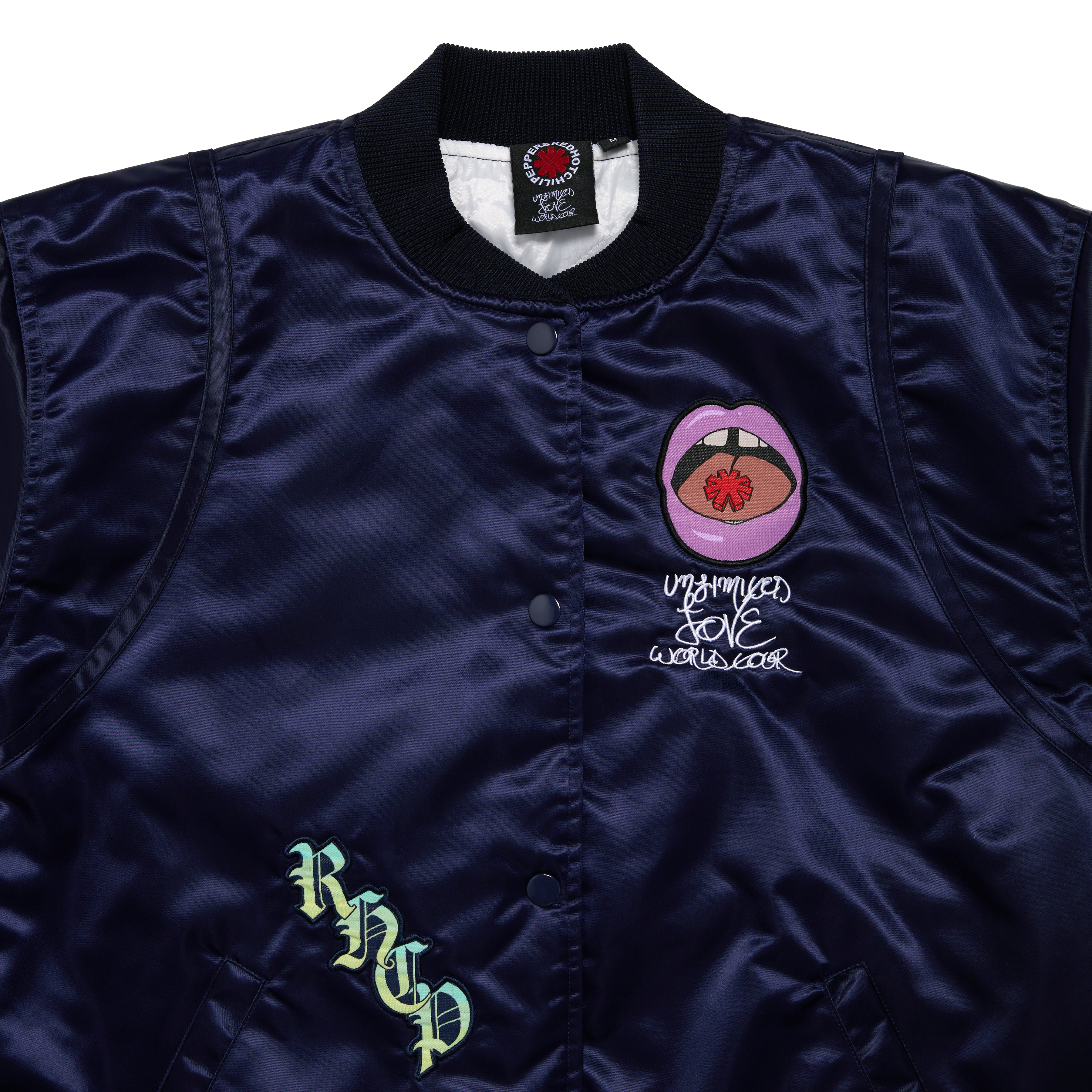 Red Hot Chili Peppers Embroidered Satin bomber ricamato