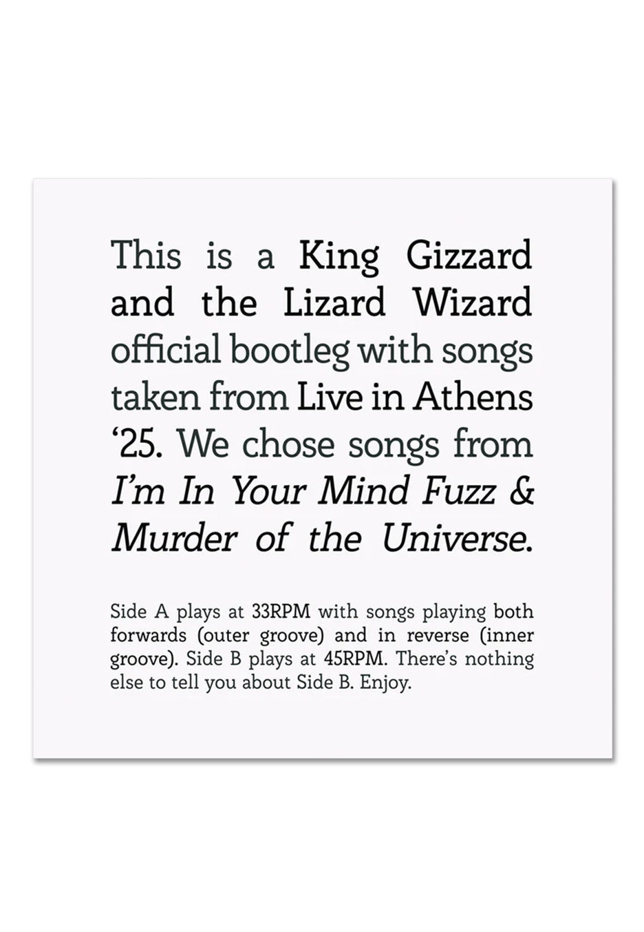 King Gizzard Songs from vinile LP rock progressive
