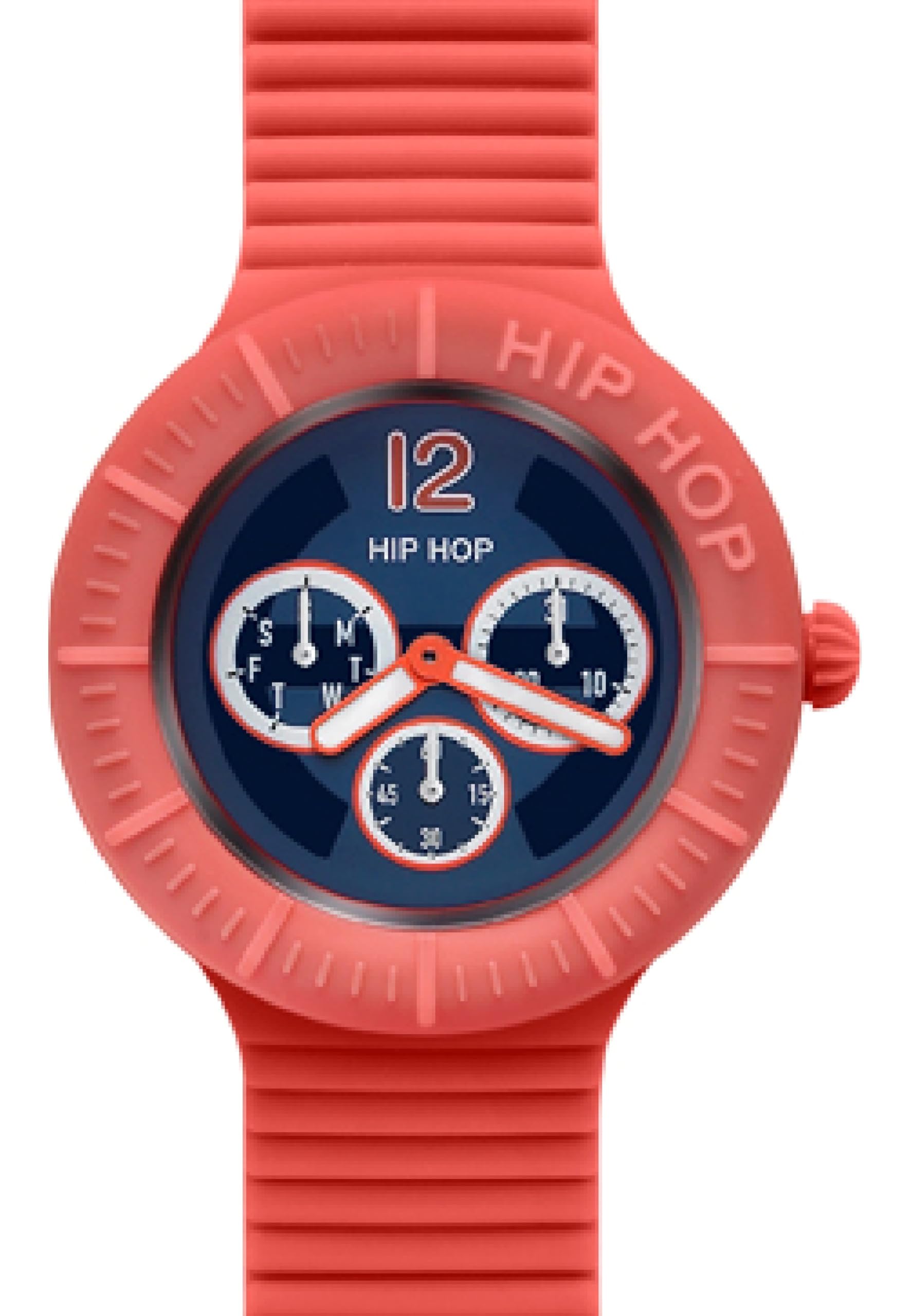 Hip Hop Master orologio uomo silicone rosa quarzo logo blu