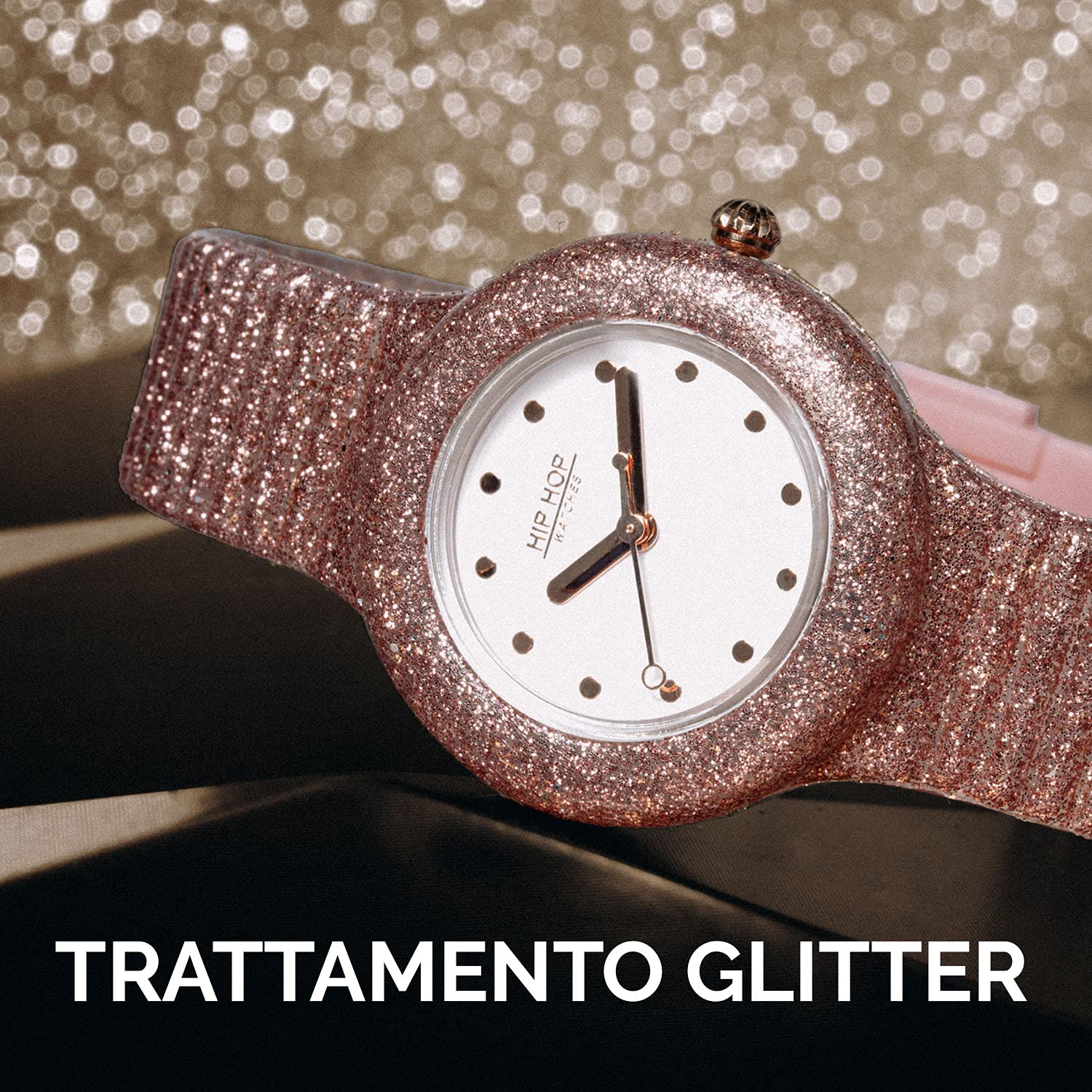 Hip Hop Sparkling Mania Orologio Donna Rose Gold Glitter Resistente Acqua