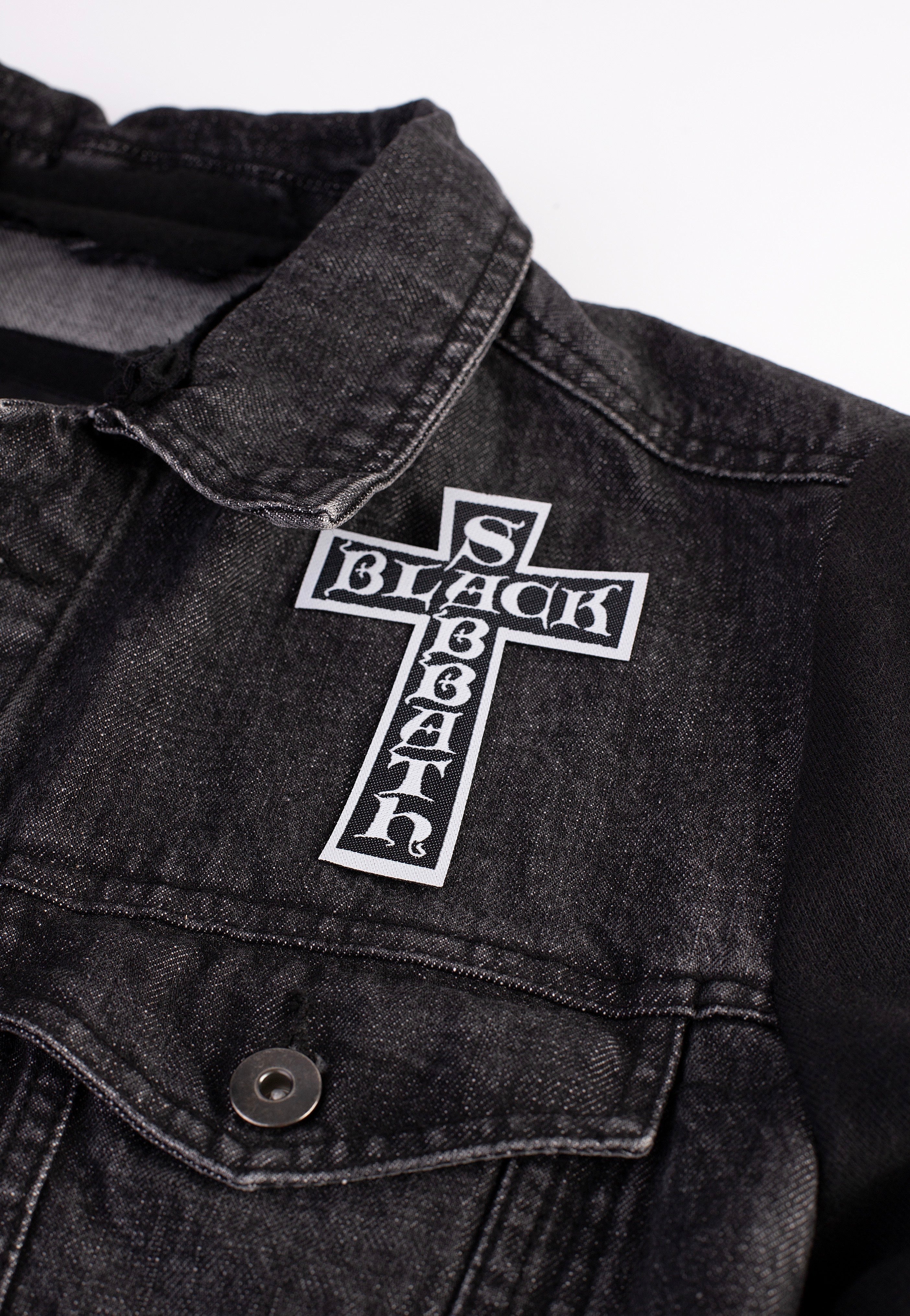 Black Sabbath Cross Logo Cut Out toppa patch nera onesize