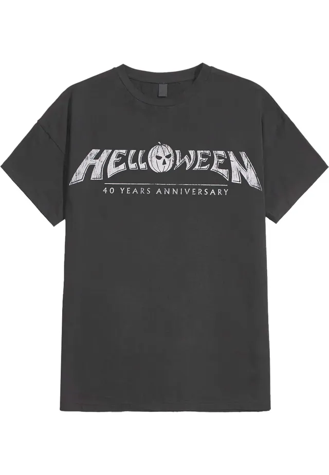 Helloween Classic Logo maglietta nera acid washed
