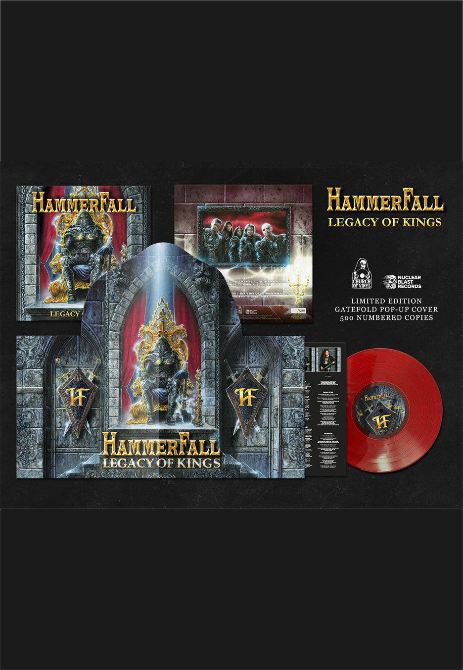 HammerFall Legacy Of Kings vinile LP rosso popup limitato