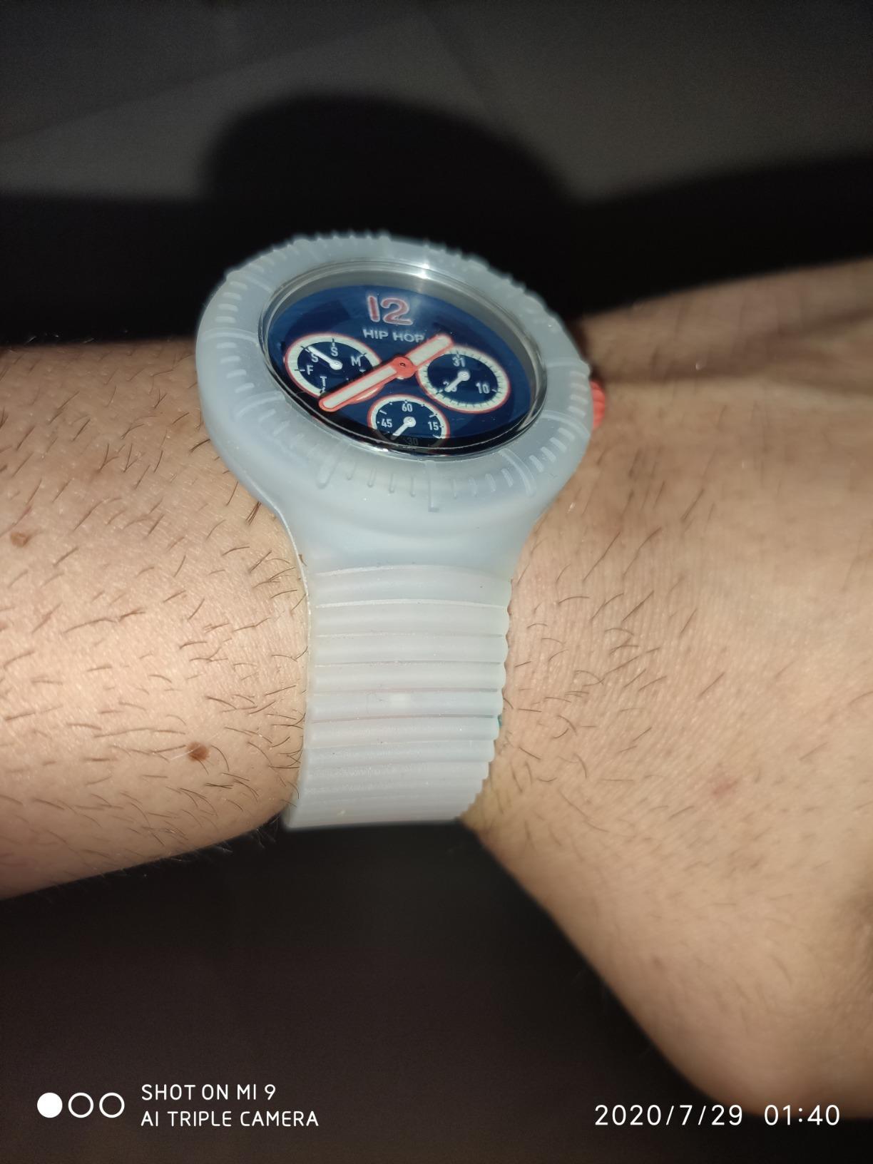Hip Hop Master orologio uomo bianco logo blu