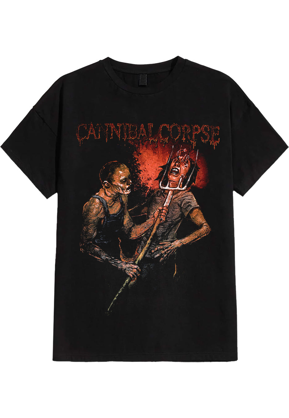 Cannibal Corpse Pitch Fork Impalement T-Shirt nera jersey