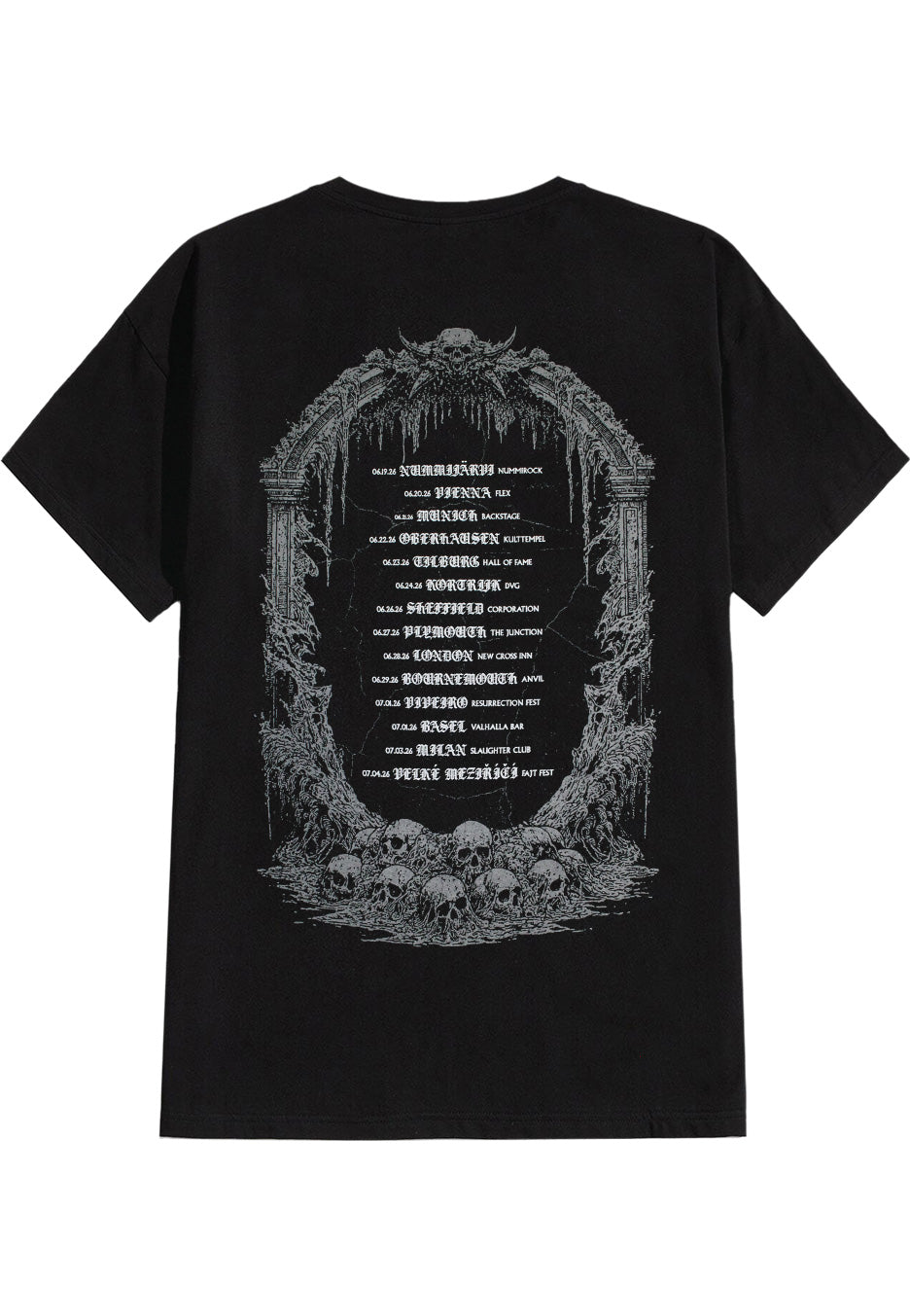 Immortal Disfigurement Europe 2026 T-Shirt nera deathcore