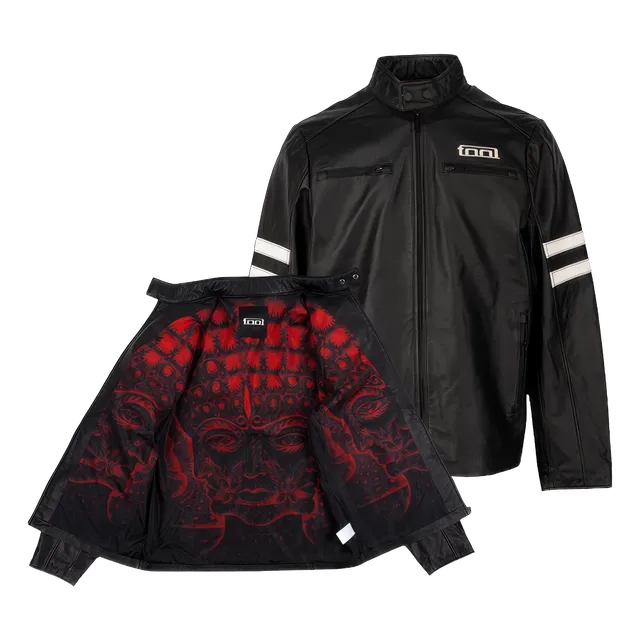 Tool 10,000 Days Giacca Pelle Uomo Fodera Rossa Taglia L