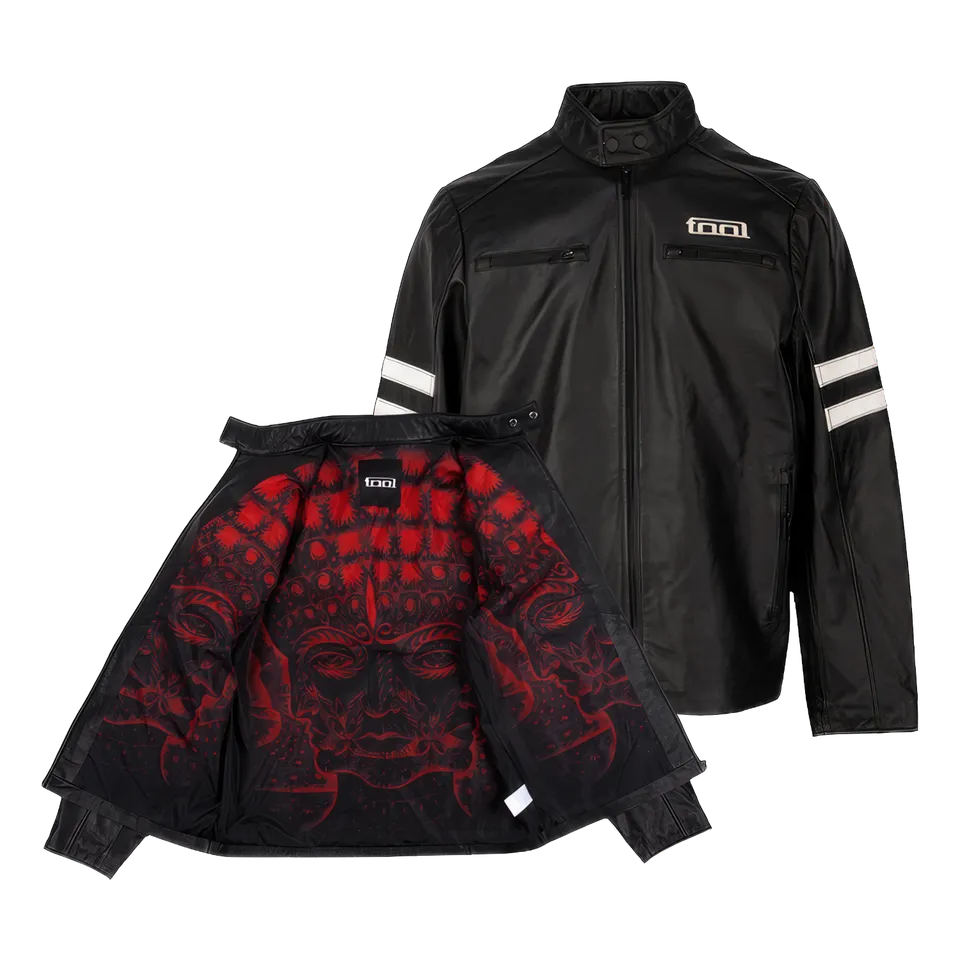 Tool 10,000 Days Giacca Pelle Uomo Fodera Rossa Taglia L