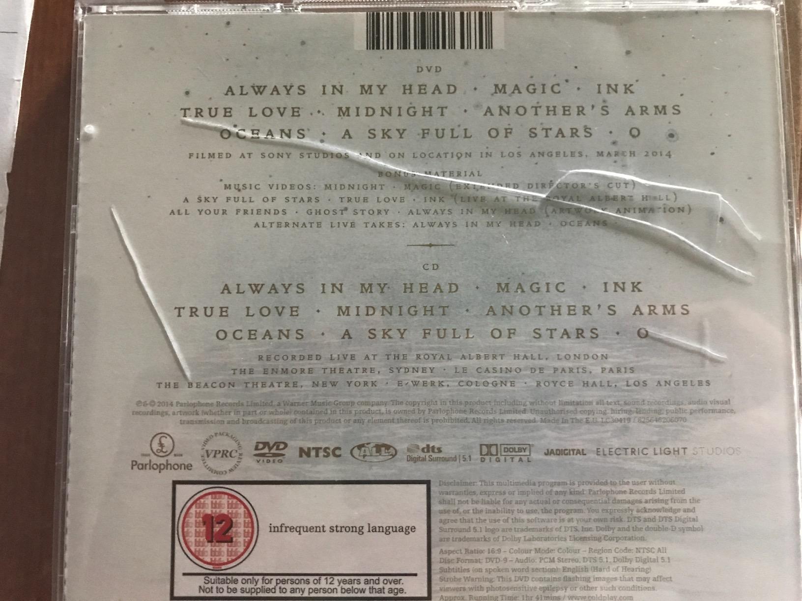 Coldplay Ghost Stories Live 2014 CD album live