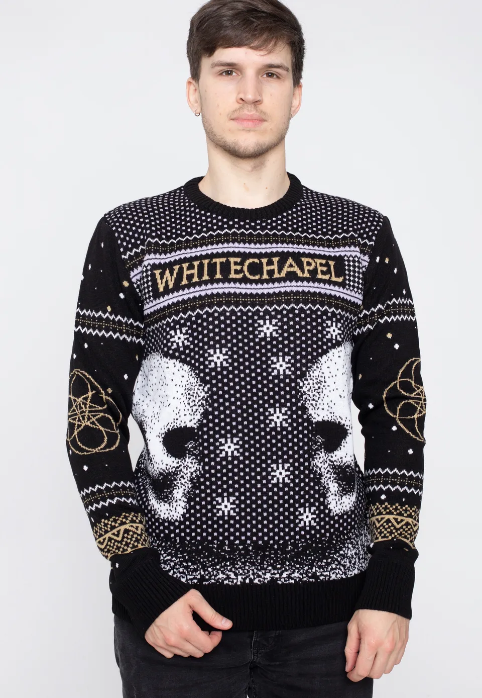 Whitechapel Skulls Xmas Knit Felpa Nera Manica Lunga