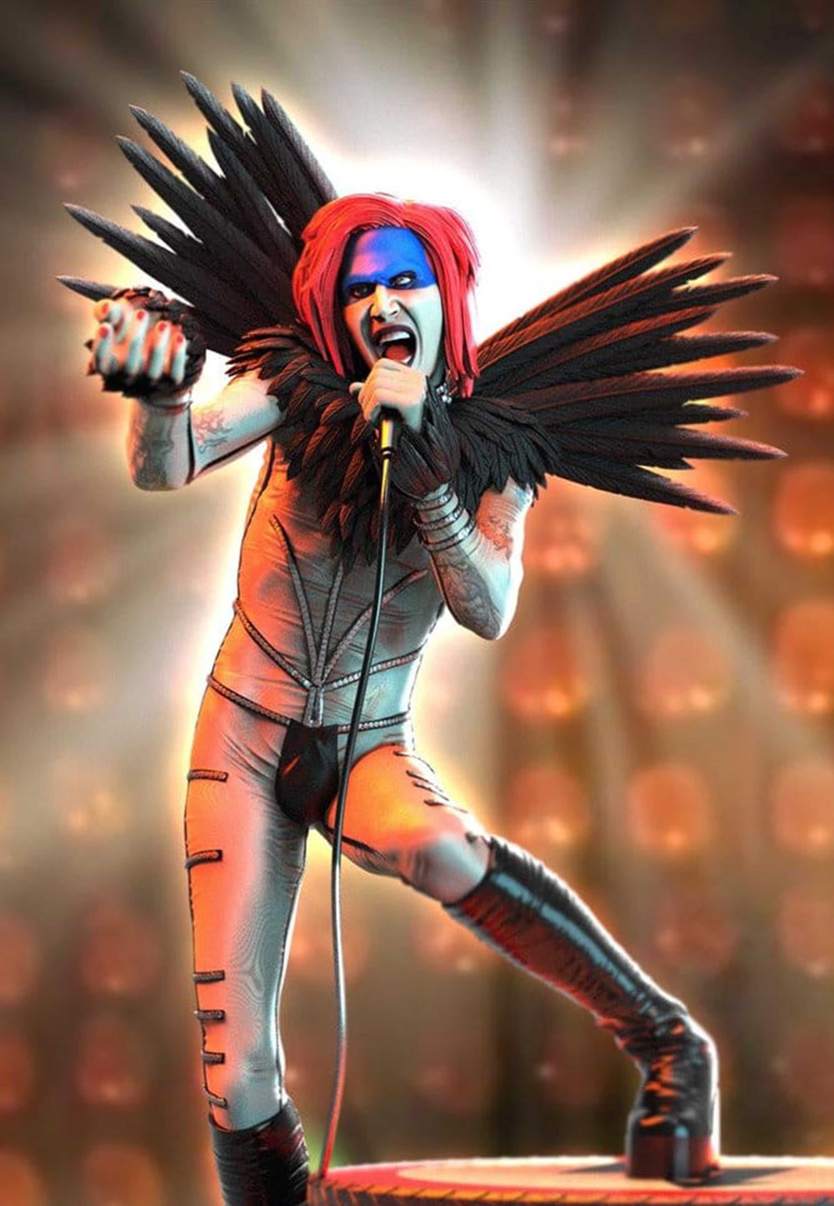 Marilyn Manson II Rock Iconz Statua multicolore