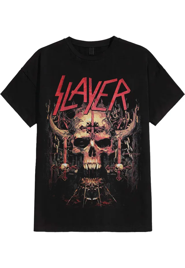 Slayer Velasco Deathhead T-Shirt Maglietta Nera Thrash Metal