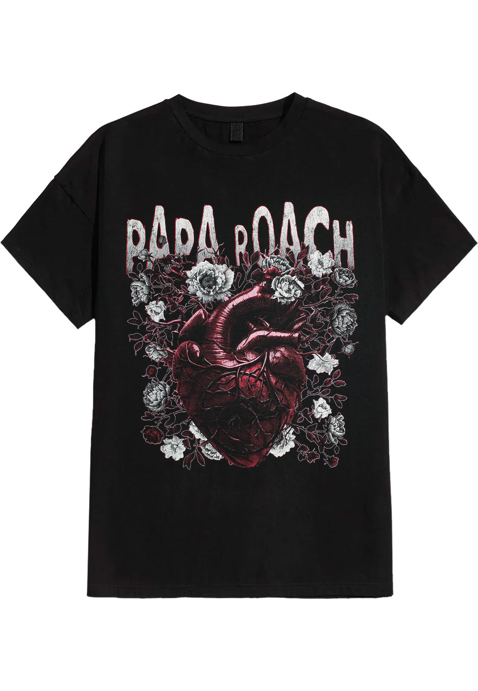 Papa Roach Heart Flowers t-shirt nera maglietta rock