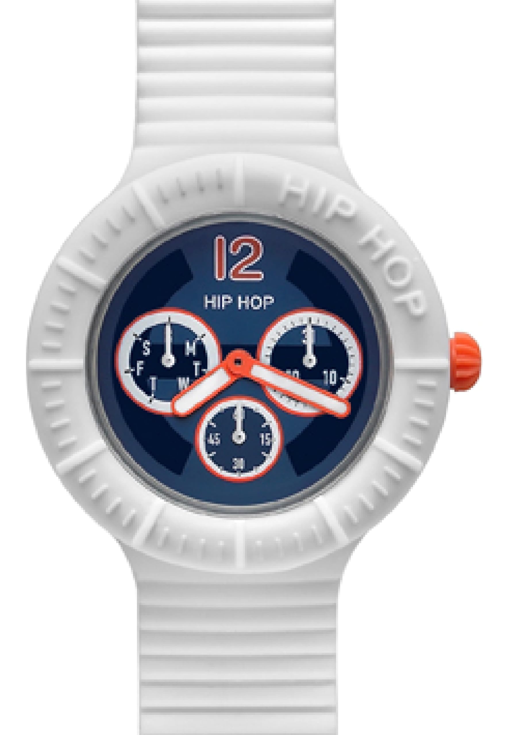 Hip Hop Master orologio uomo bianco logo blu
