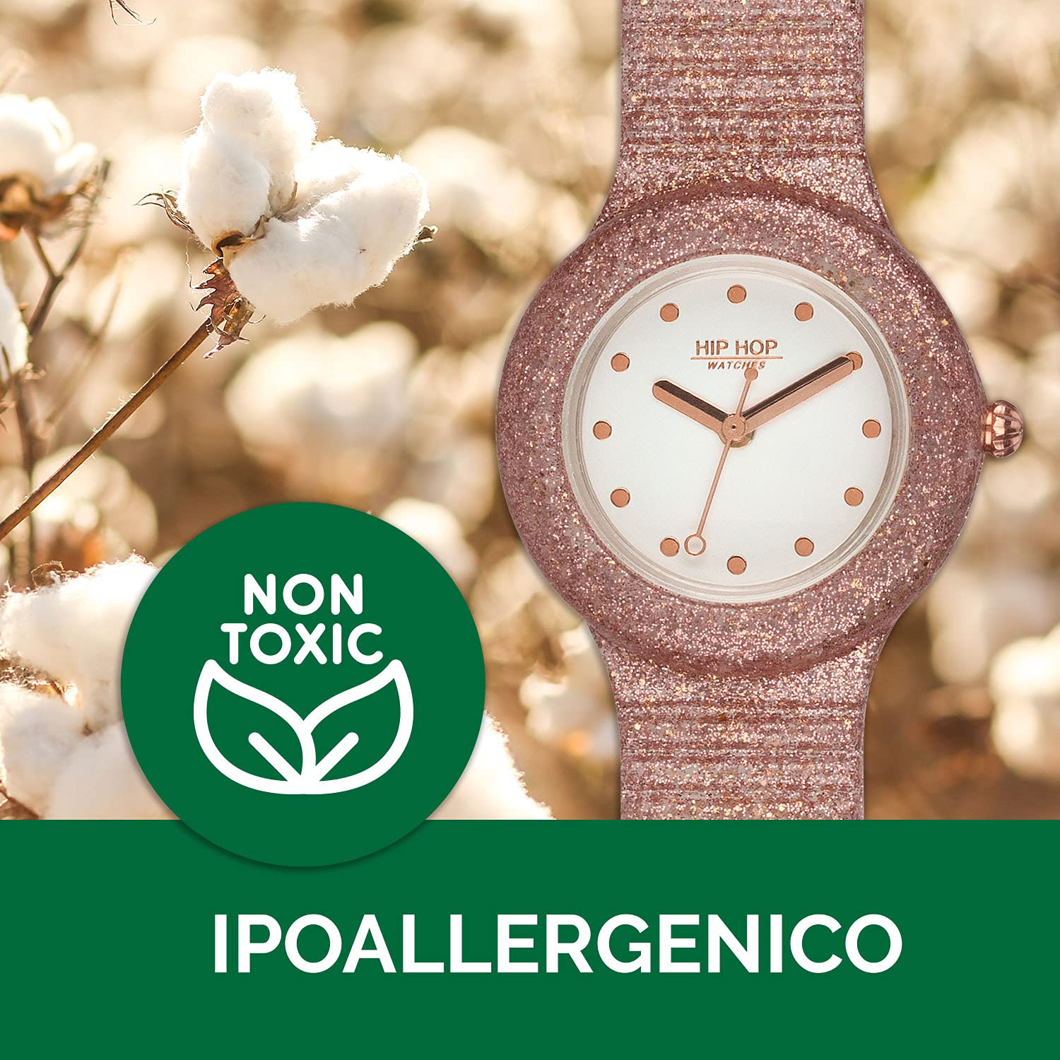 Hip Hop Sparkling Mania Orologio Donna Rose Gold Glitter Resistente Acqua