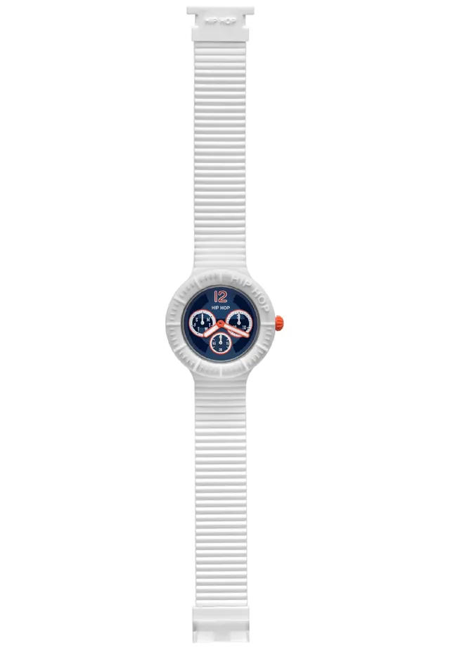 Hip Hop Master orologio uomo bianco logo blu