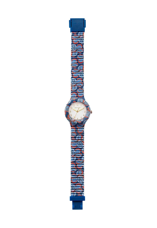 Hip Hop Bouquet orologio donna silicone 32 mm blu-bianco