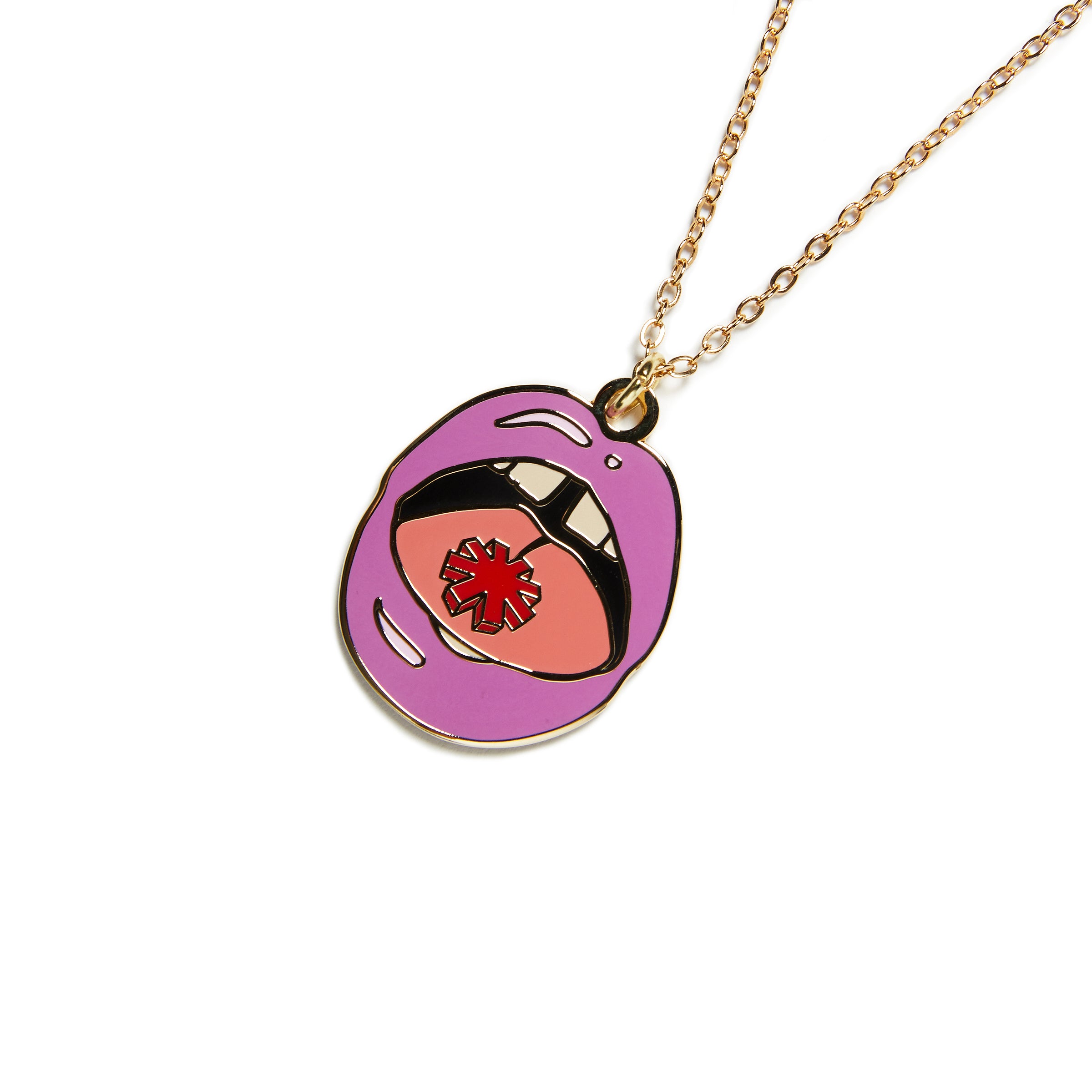 Red Hot Chili Peppers Trip collana ottone placcata oro smalto