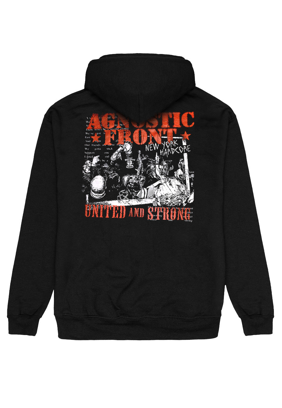 Agnostic Front United And Strong felpa hoodie nera