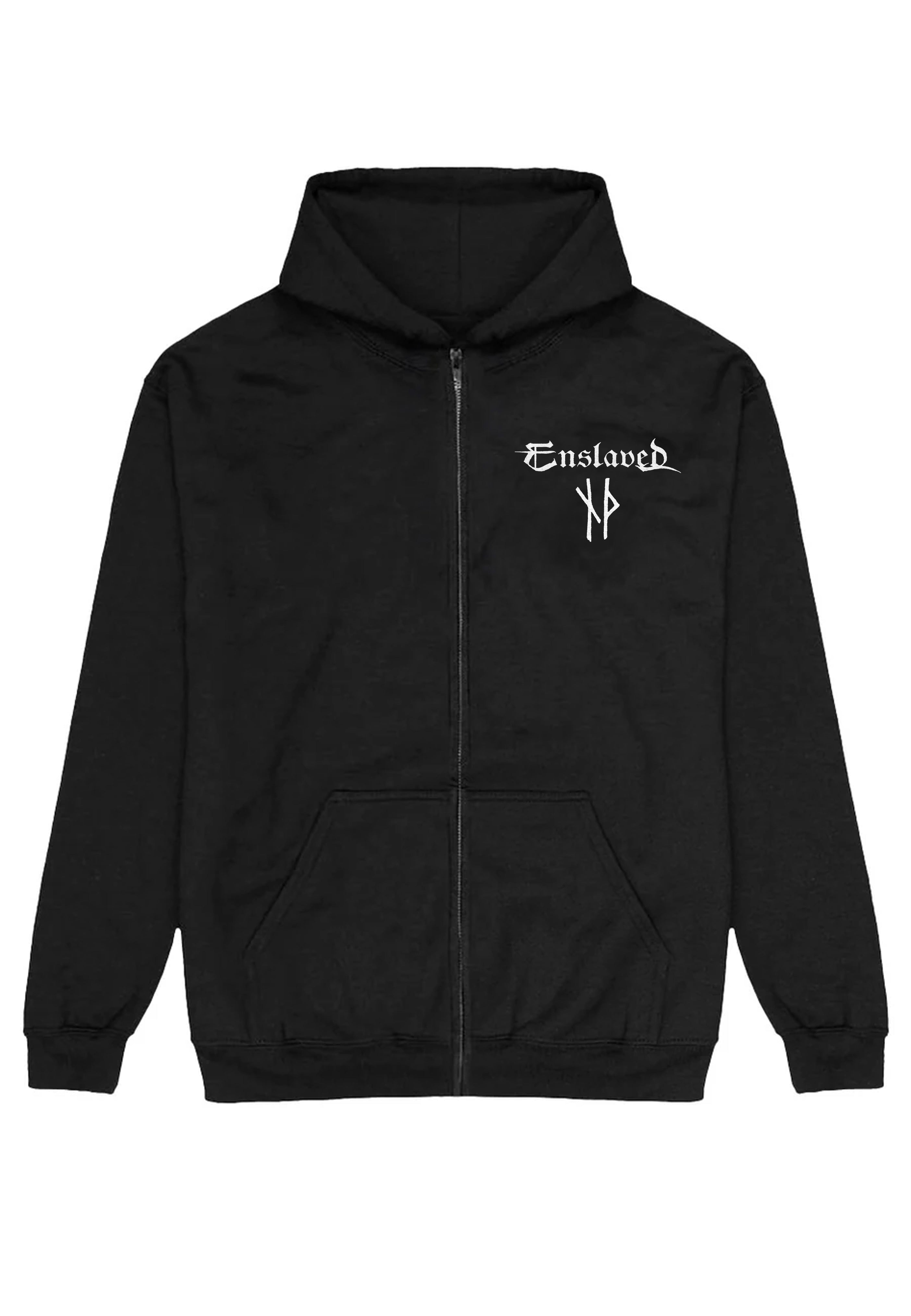 Enslaved Runes Felpa con zip nera uomo pagan metal