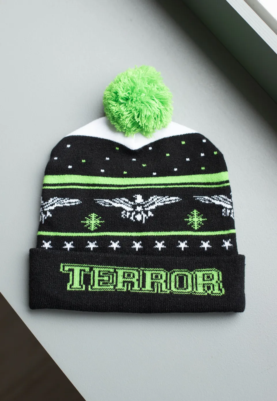 Terror Logo Winter Knit beanie nera onesize pompon